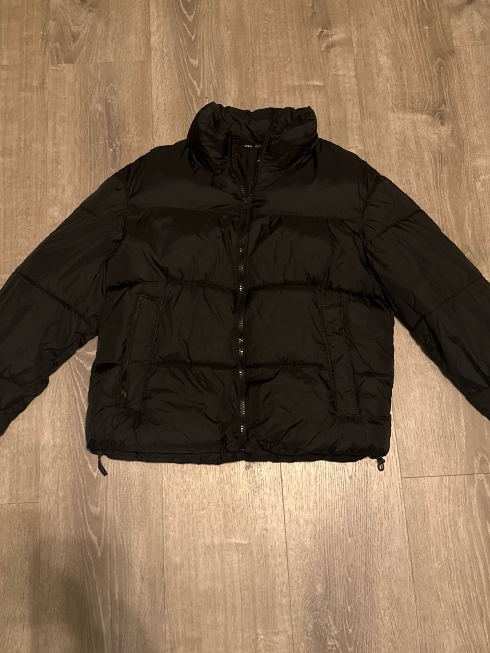Zara Black Cropped Puffer Jacket